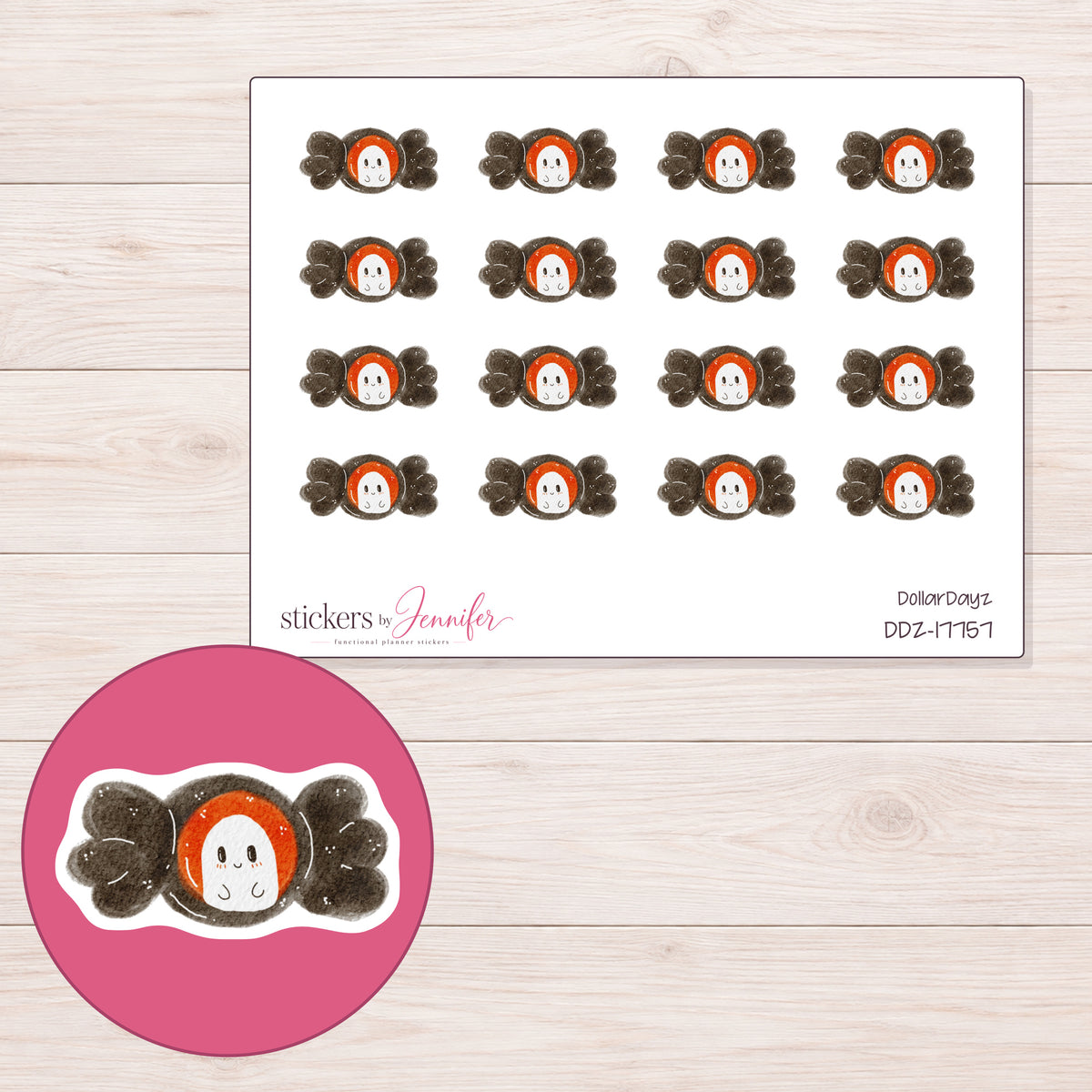 DDZ-17757 planner sticker sheet with enlarged sticker detail