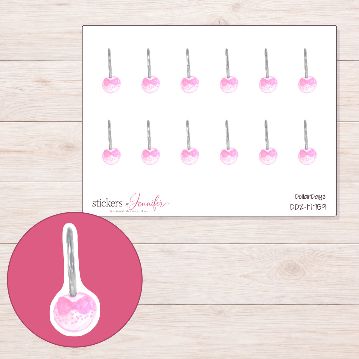 DDZ-17759 planner sticker sheet with enlarged sticker detail
