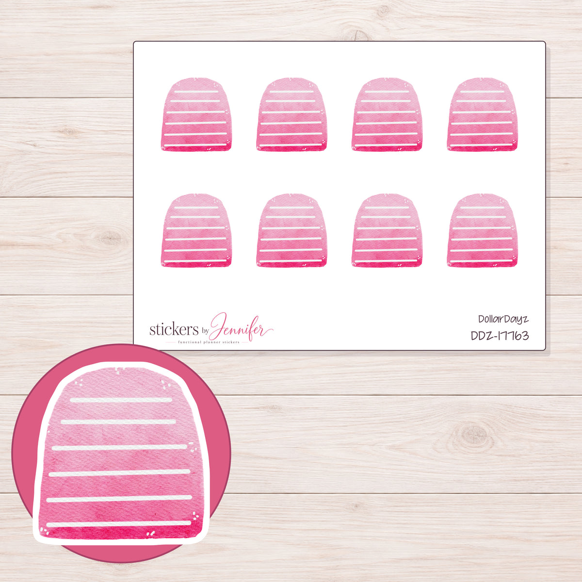DDZ-17763 planner sticker sheet with enlarged sticker detail