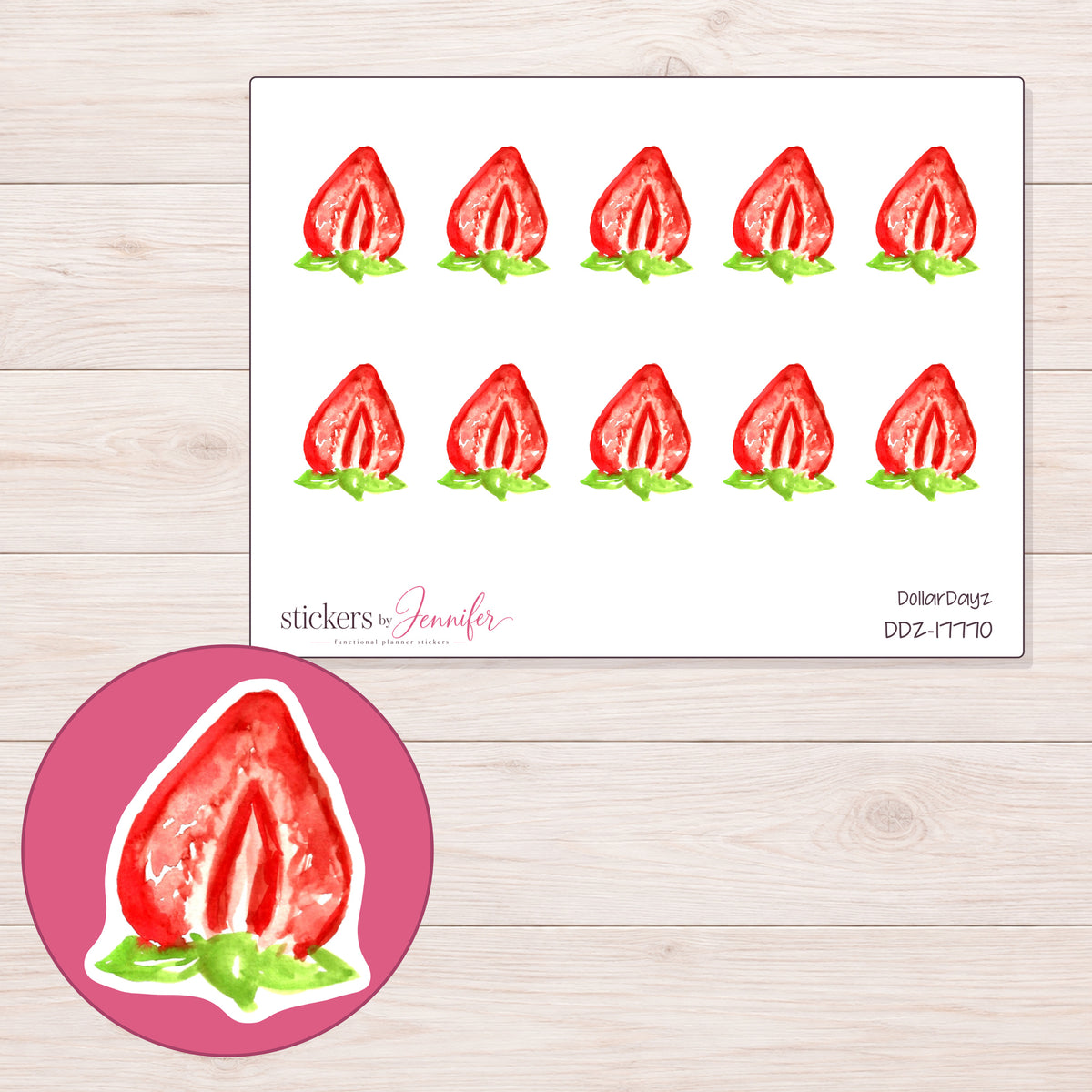 DDZ-17770 planner sticker sheet with enlarged sticker detail