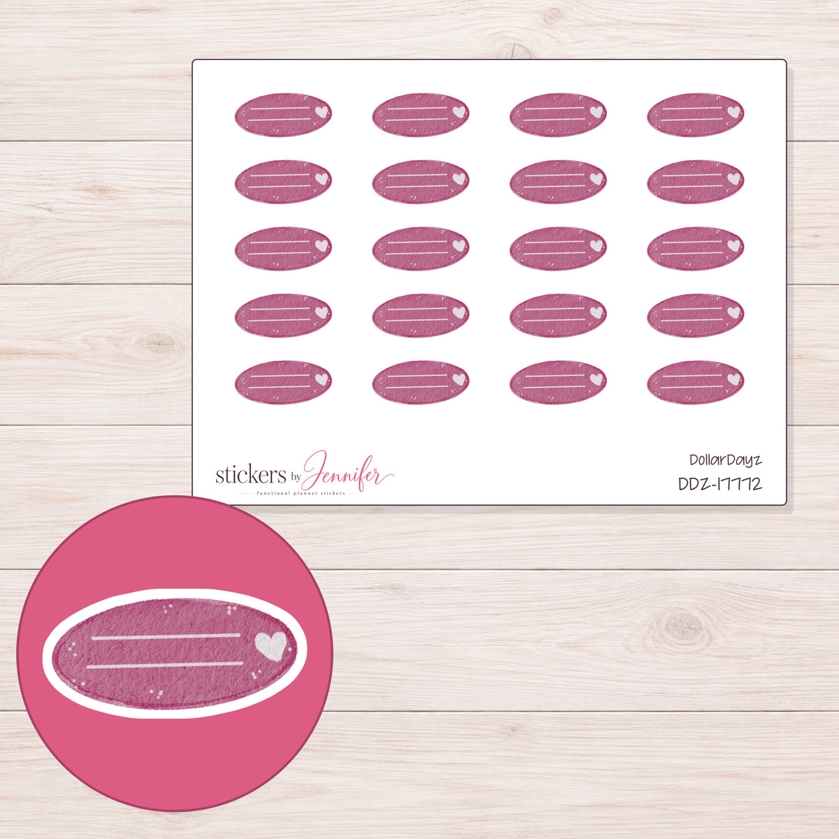 DDZ-17772 planner sticker sheet with enlarged sticker detail