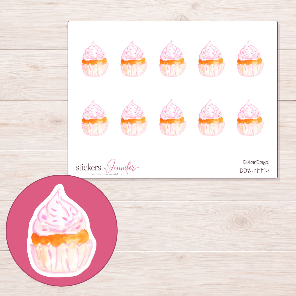 DDZ-17774 planner sticker sheet with enlarged sticker detail