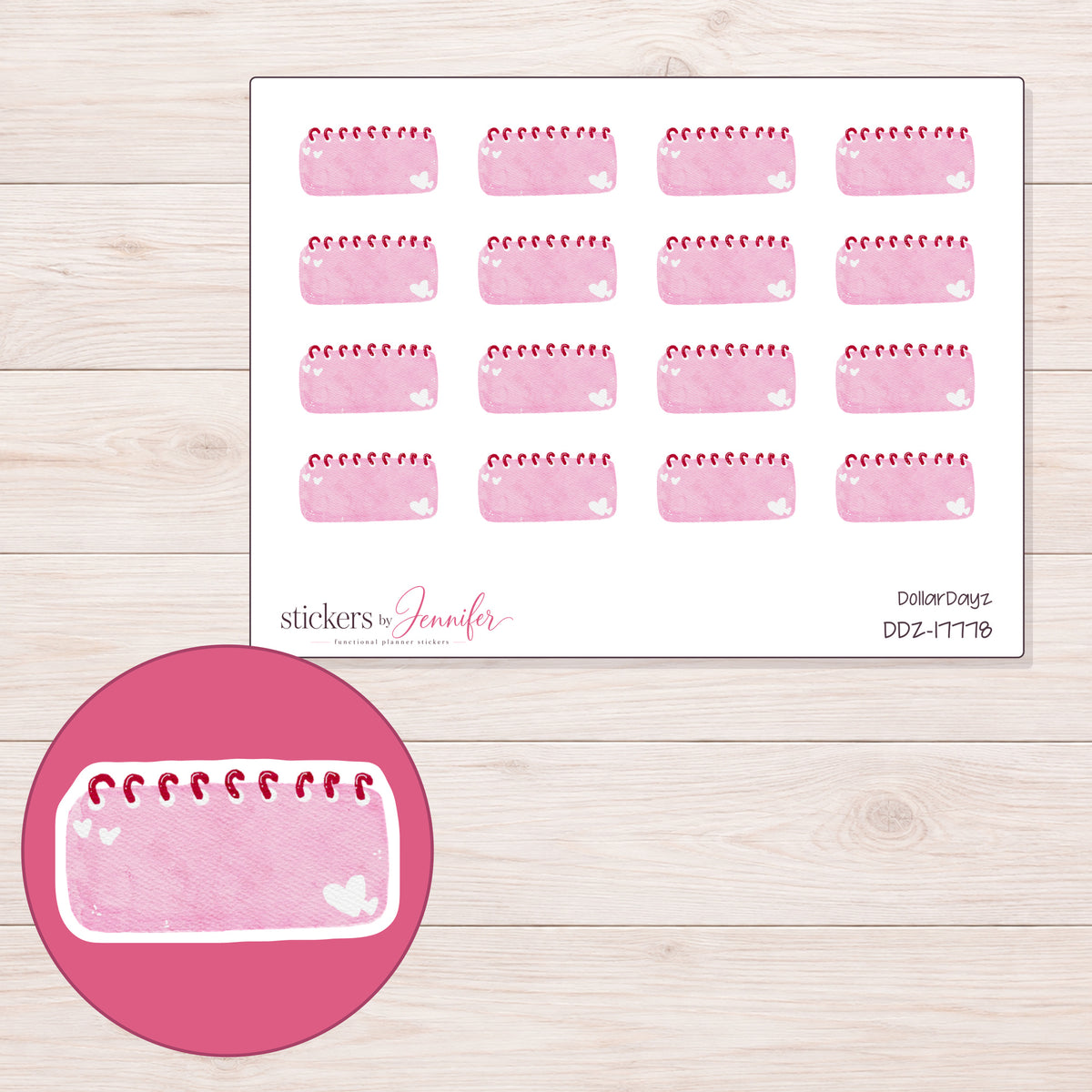 DDZ-17778 planner sticker sheet with enlarged sticker detail