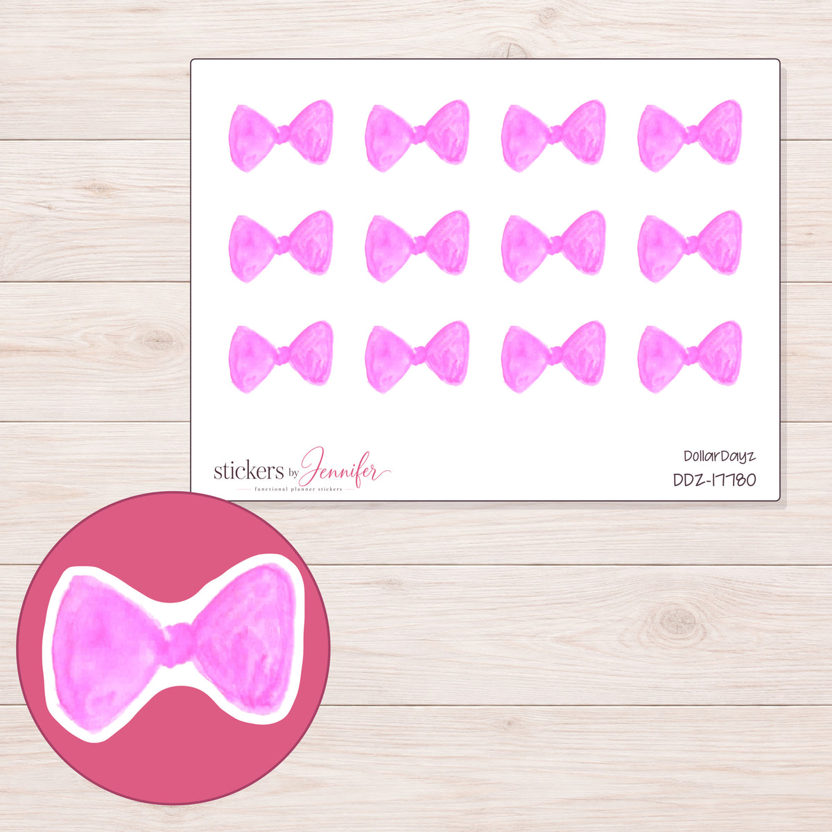 DDZ-17780 planner sticker sheet with enlarged sticker detail