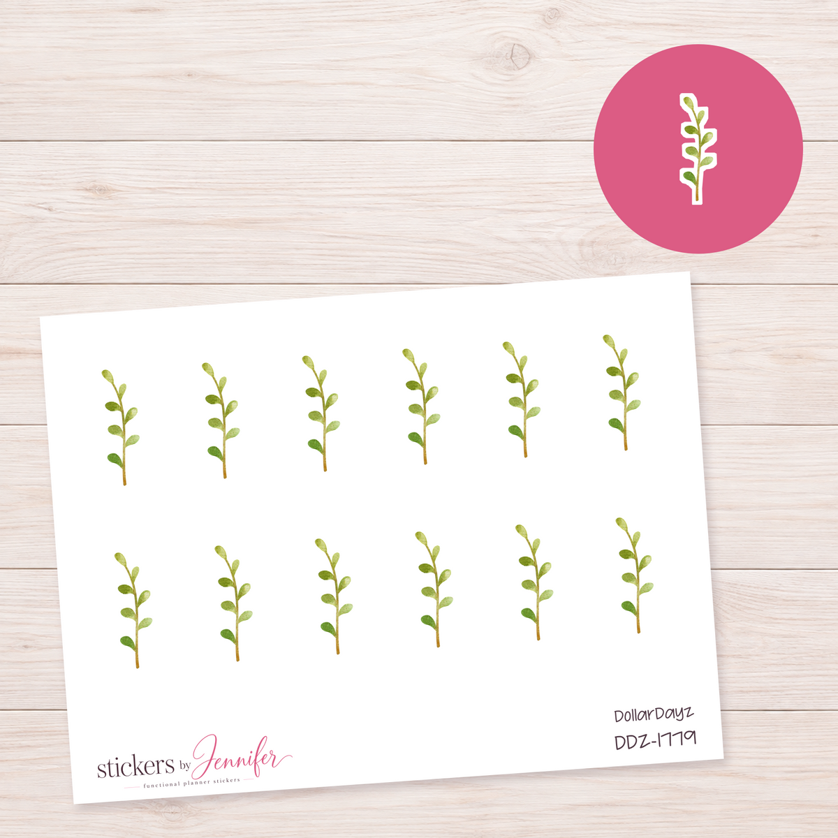 Small Green Stem Planner Stickers | DDZ-1779