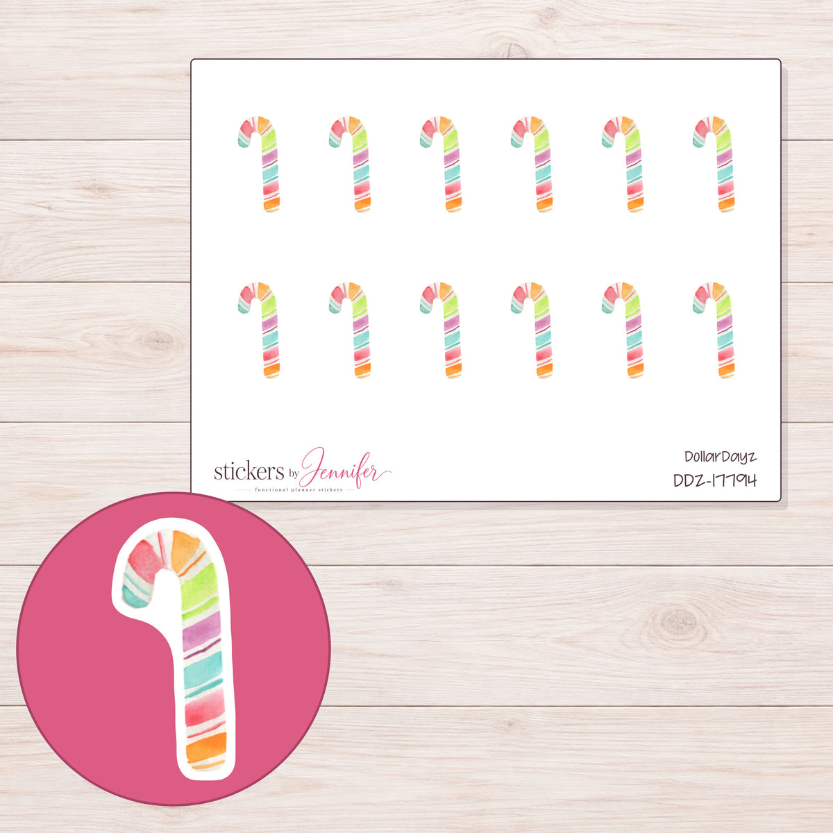 DDZ-17794 planner sticker sheet with enlarged sticker detail