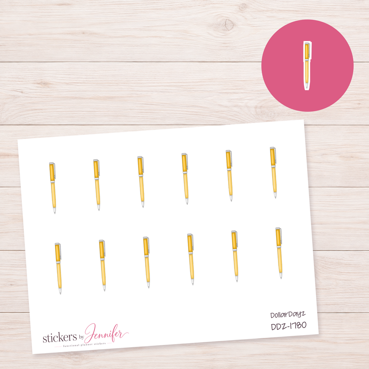 Yellow Pen Planner Stickers | DDZ-1780
