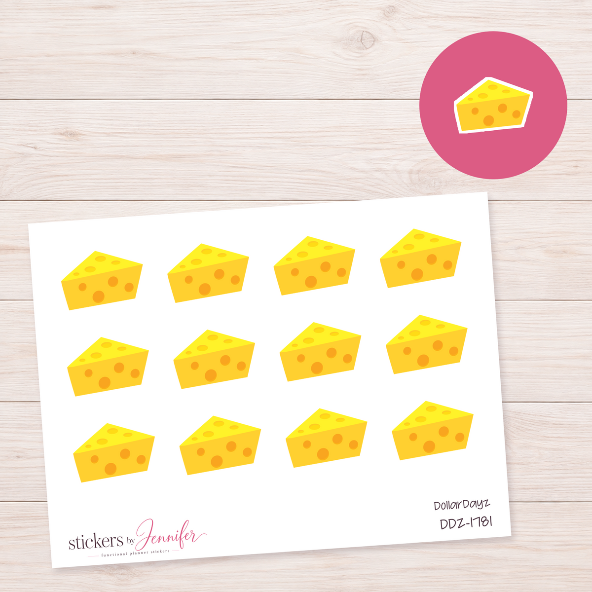 Cheese Wedge Planner Stickers | DDZ-1781