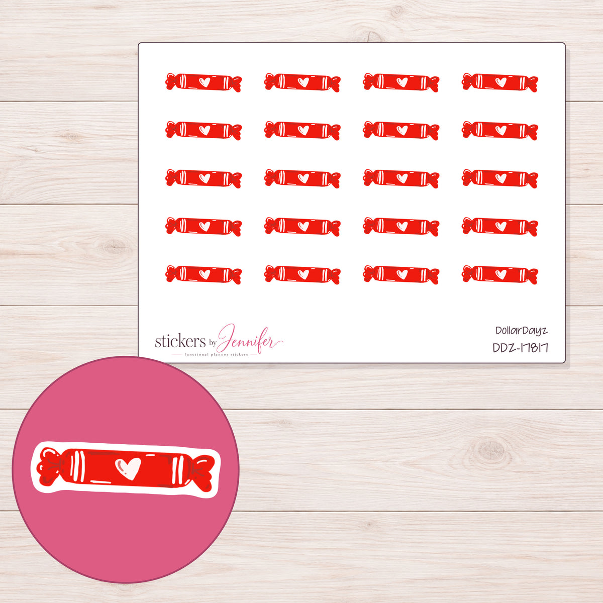 DDZ-17817 planner sticker sheet with enlarged sticker detail