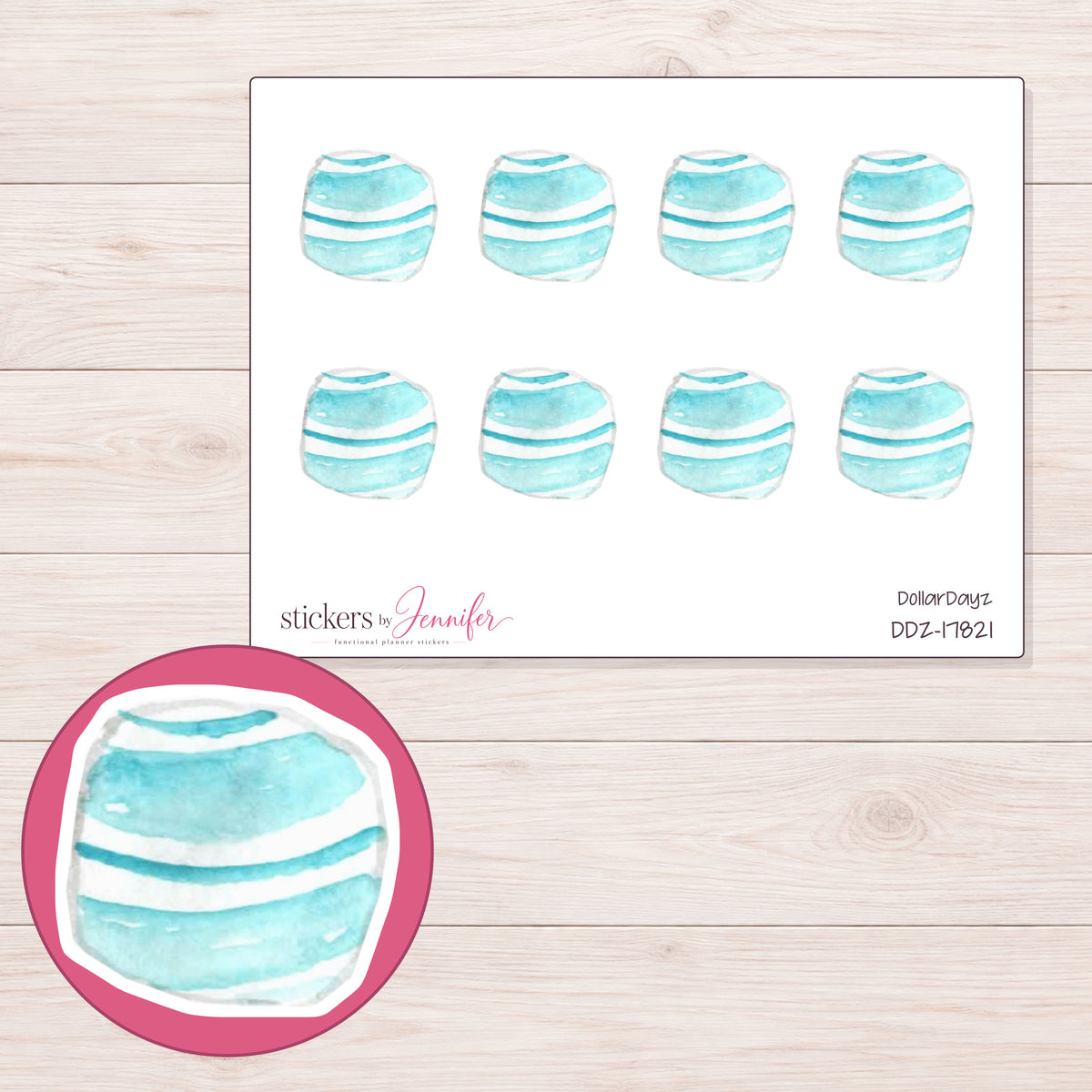 DDZ-17821 planner sticker sheet with enlarged sticker detail