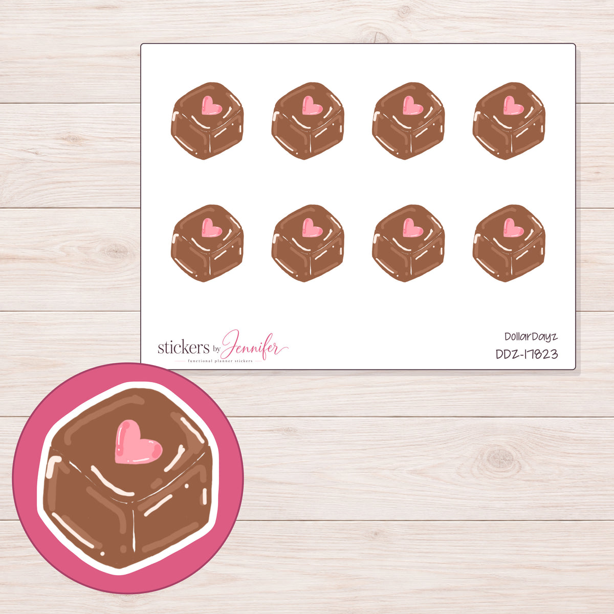 DDZ-17823 planner sticker sheet with enlarged sticker detail