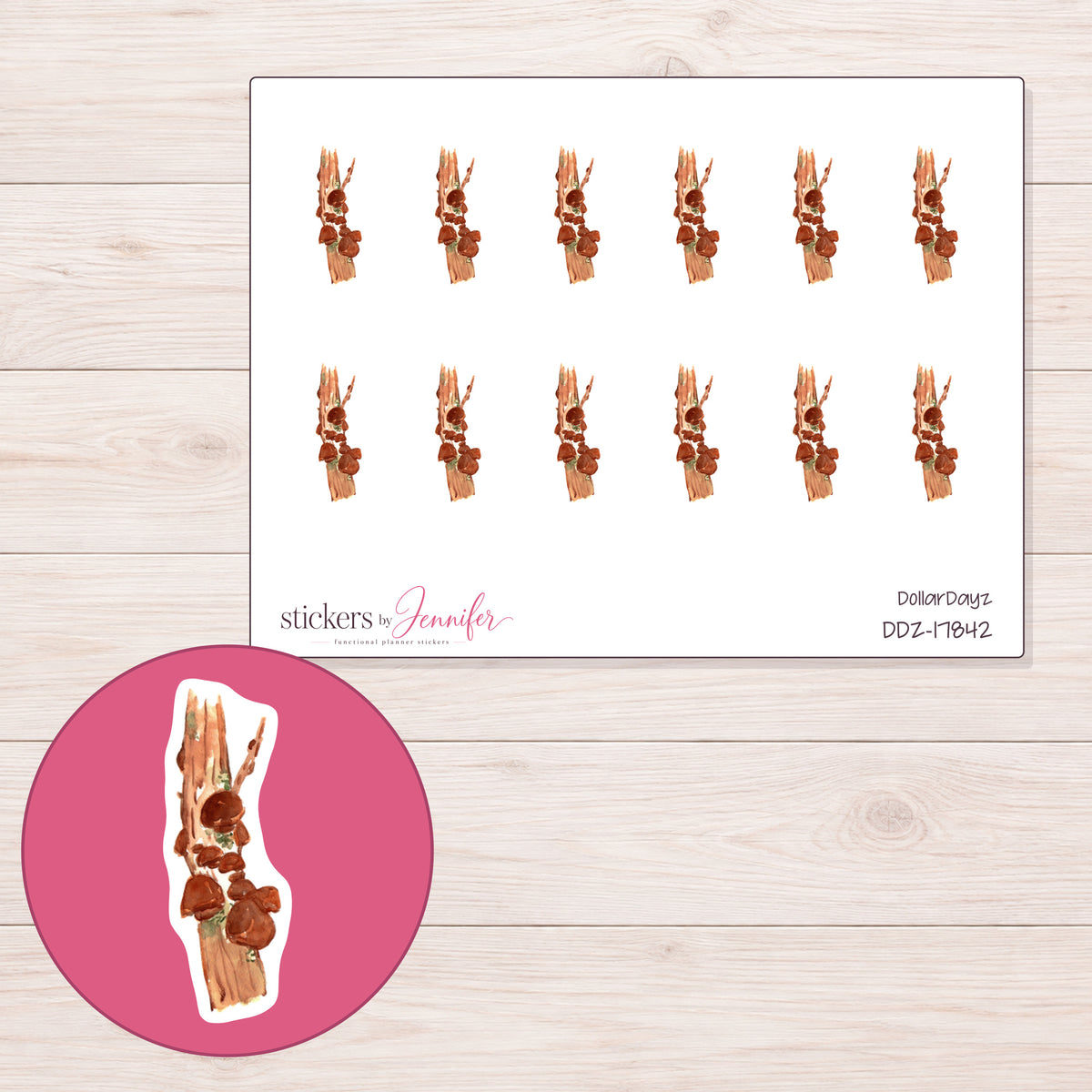 DDZ-17842 planner sticker sheet with enlarged sticker detail