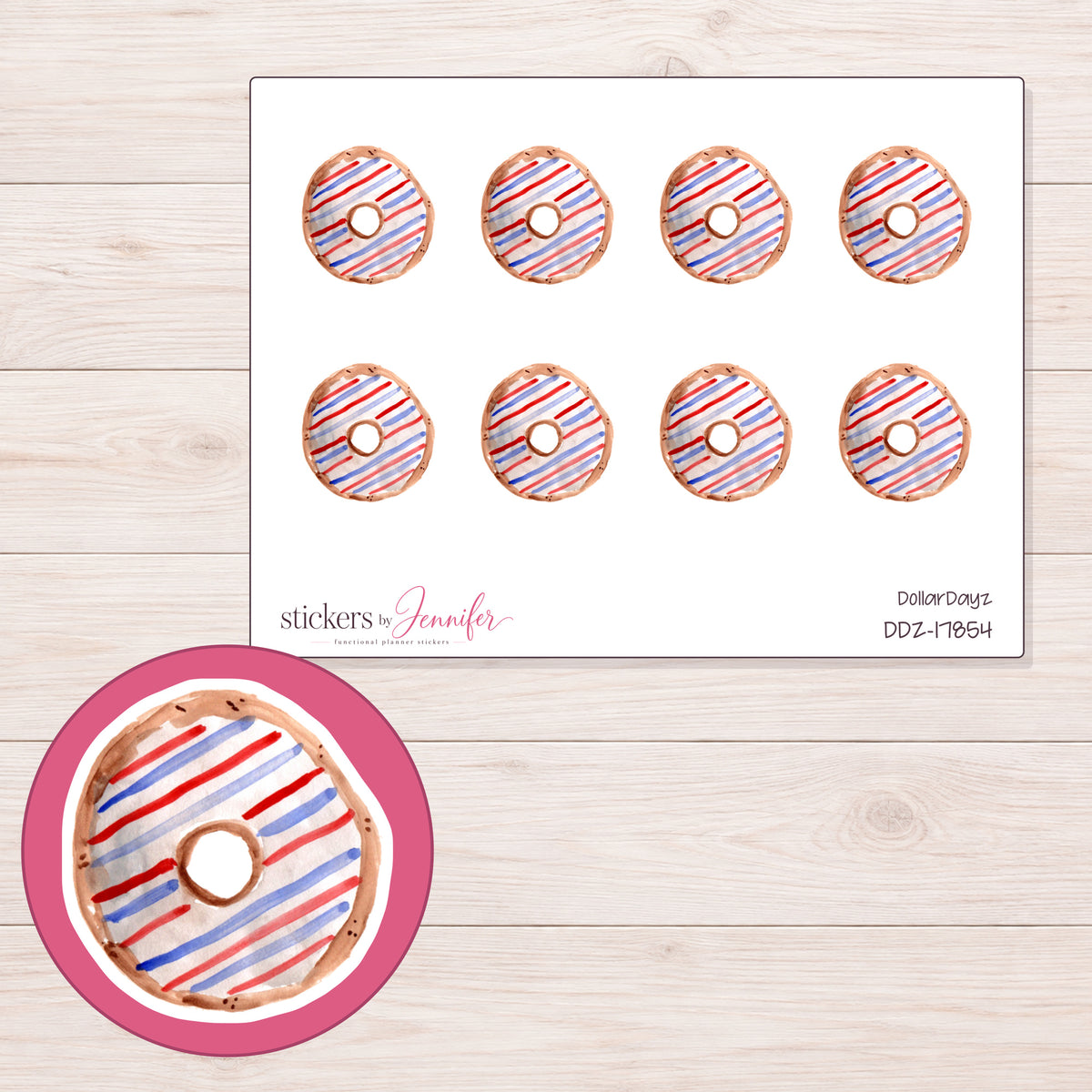 DDZ-17854 planner sticker sheet with enlarged sticker detail