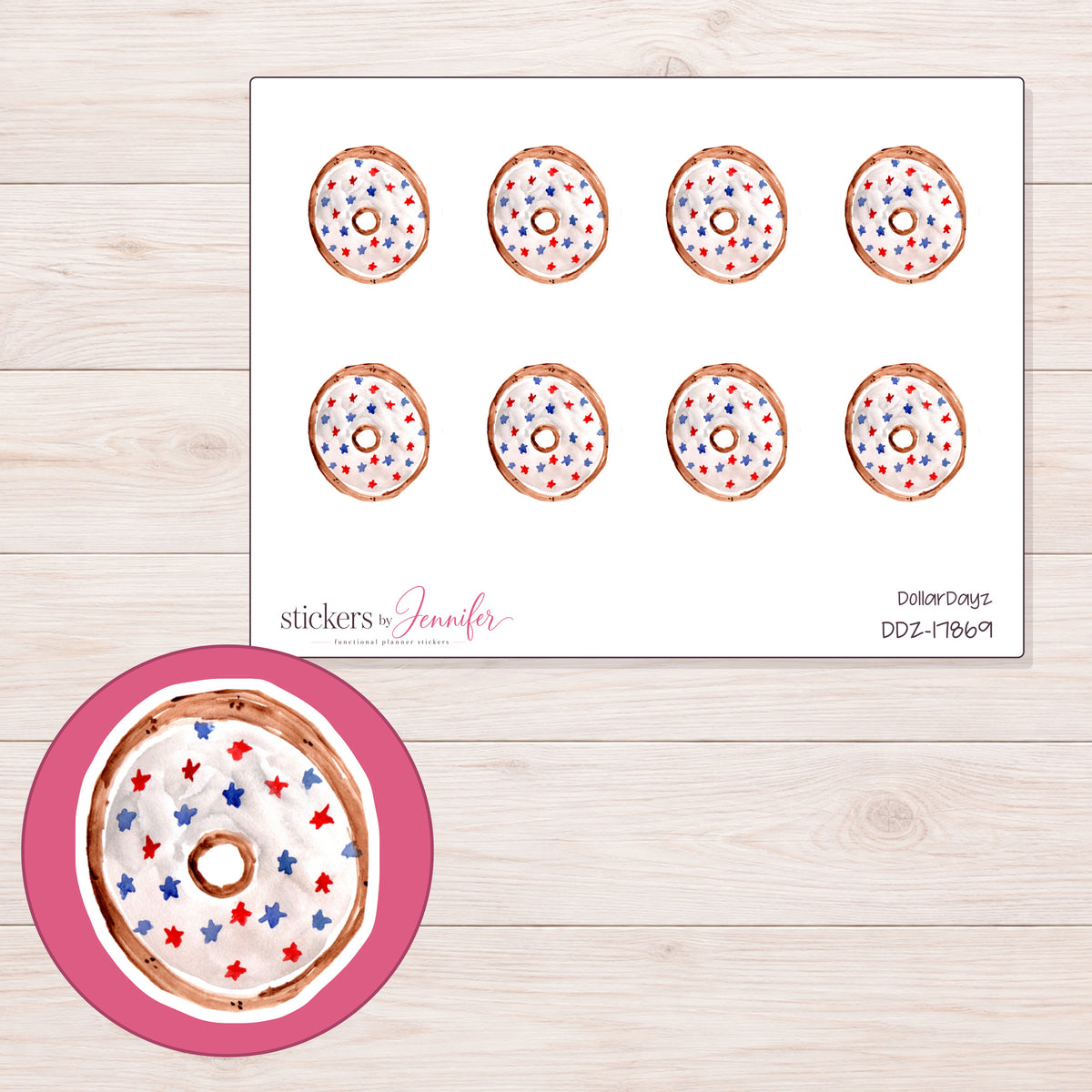 DDZ-17869 planner sticker sheet with enlarged sticker detail