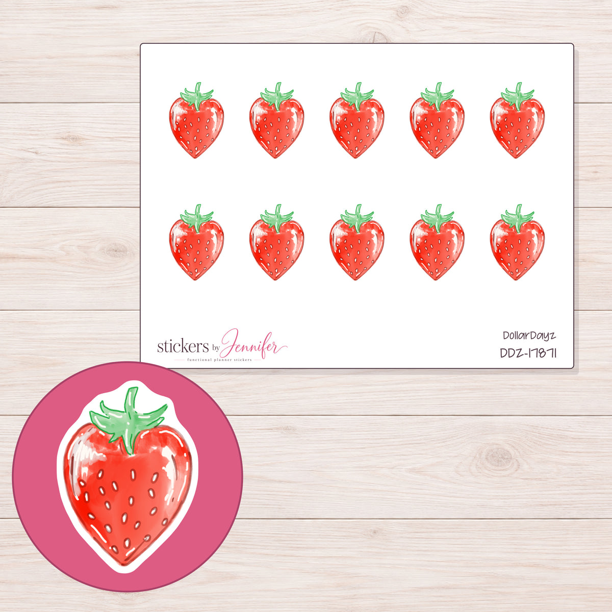 DDZ-17871 planner sticker sheet with enlarged sticker detail
