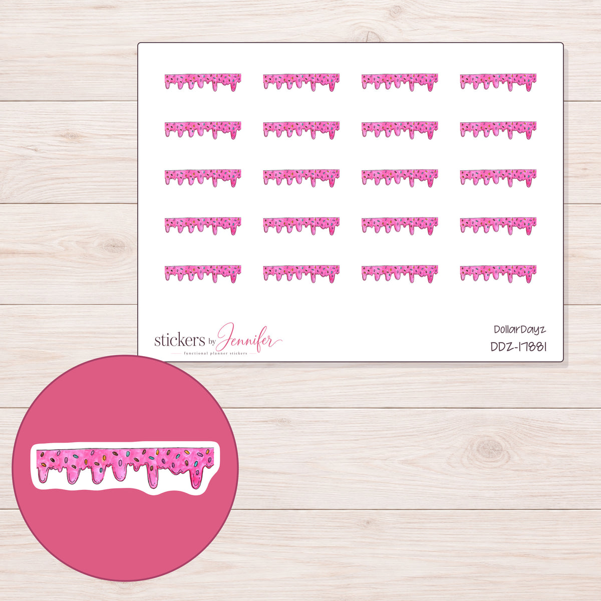 DDZ-17881 planner sticker sheet with enlarged sticker detail
