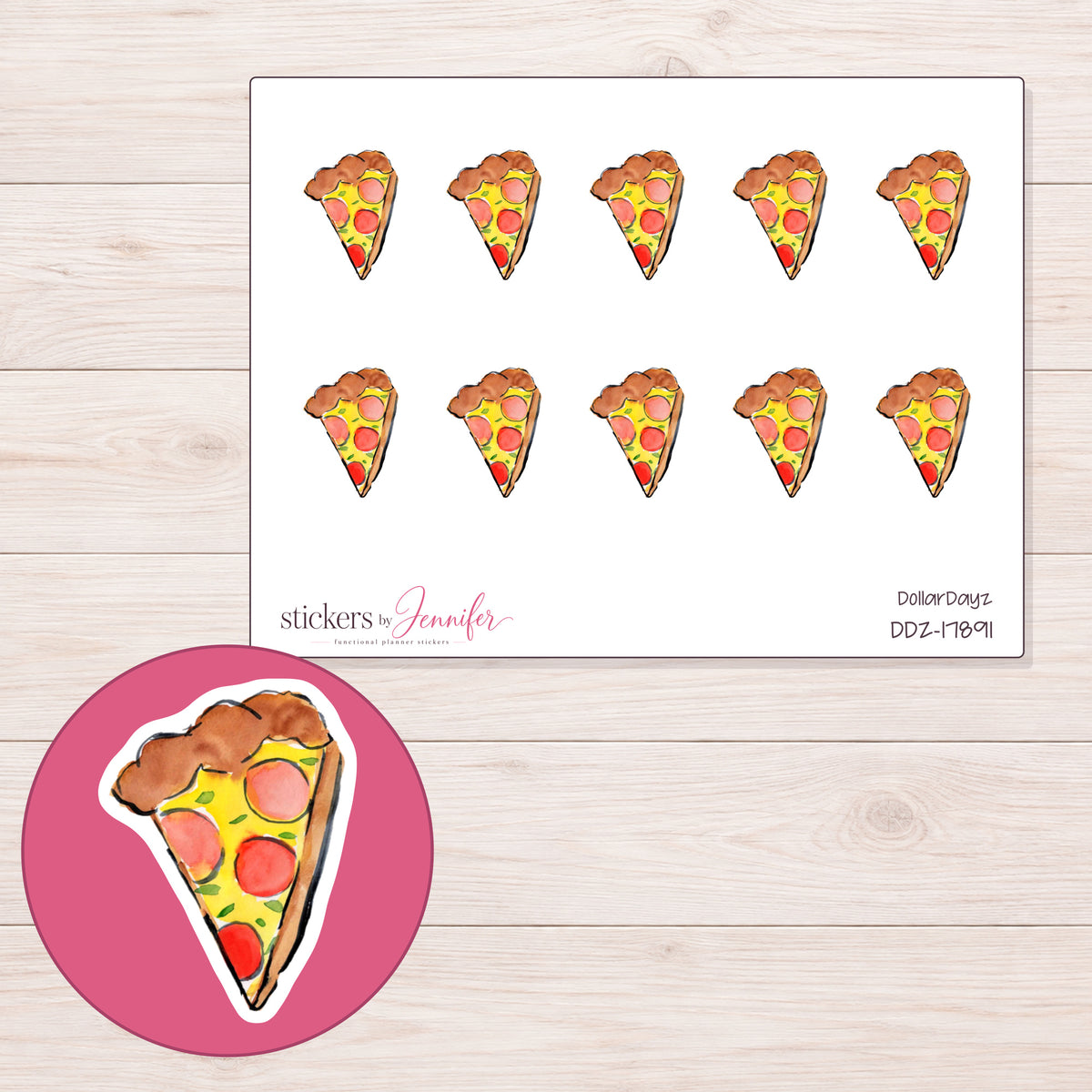 DDZ-17891 planner sticker sheet with enlarged sticker detail