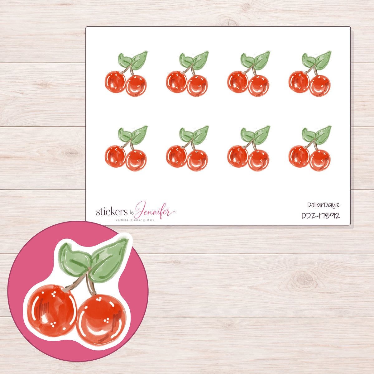 DDZ-17892 planner sticker sheet with enlarged sticker detail