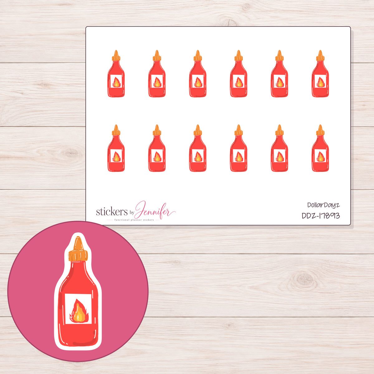 DDZ-17893 planner sticker sheet with enlarged sticker detail