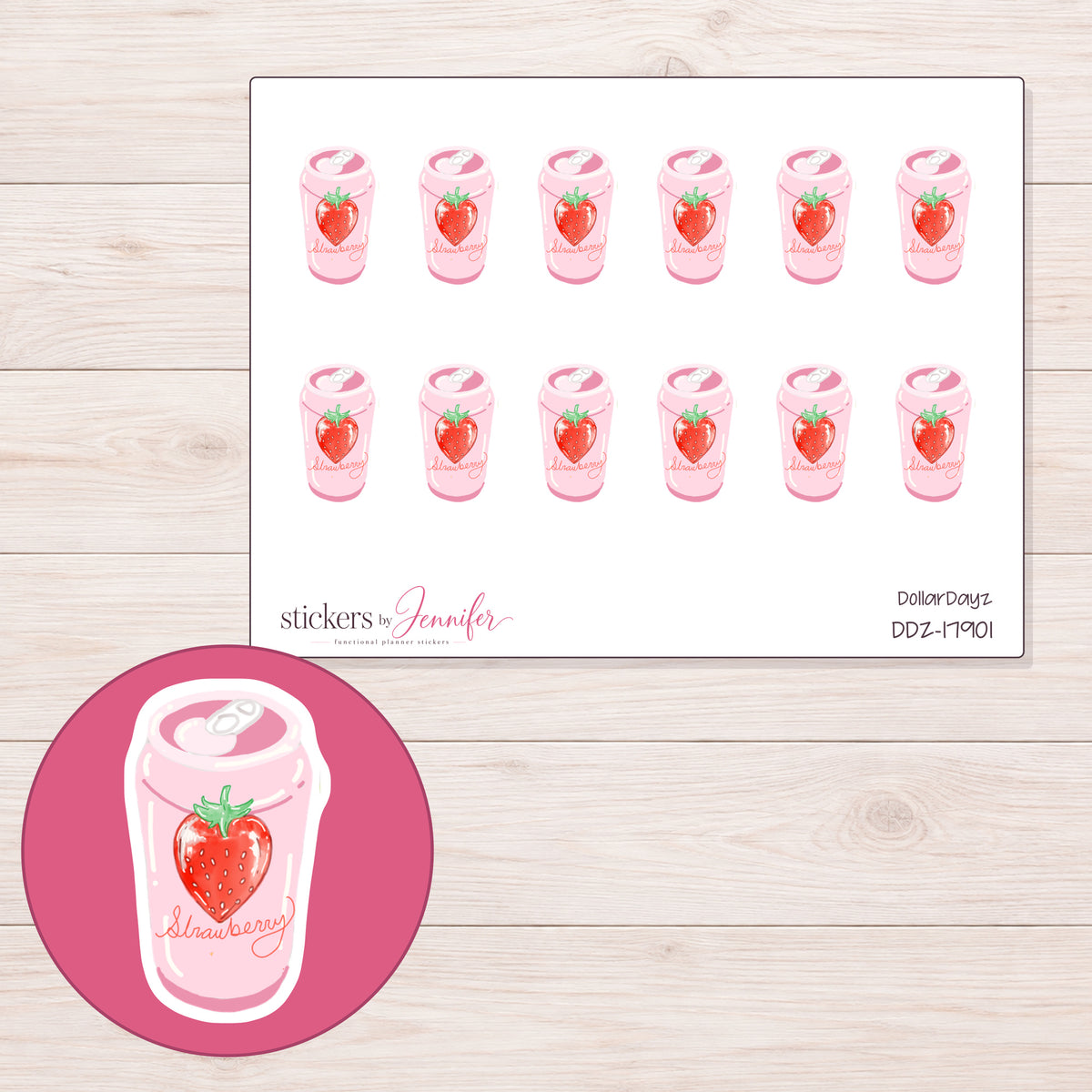 DDZ-17901 planner sticker sheet with enlarged sticker detail