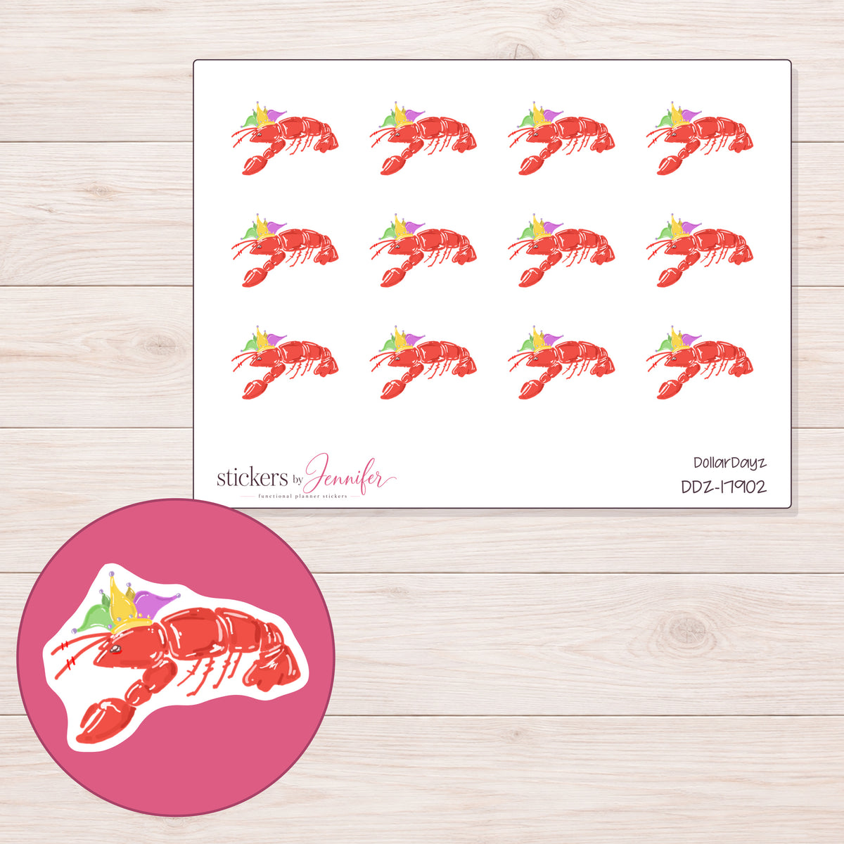 DDZ-17902 planner sticker sheet with enlarged sticker detail