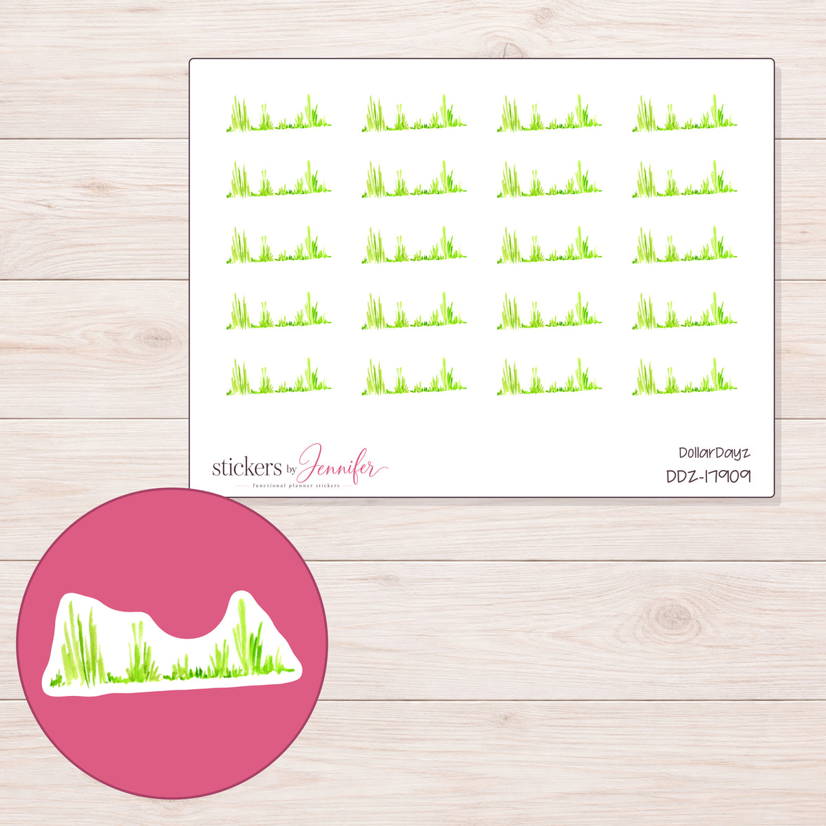 DDZ-17909 planner sticker sheet with enlarged sticker detail