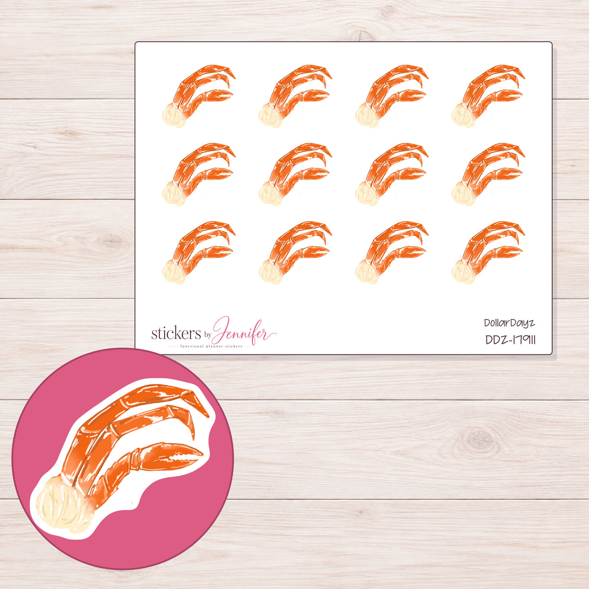 DDZ-17911 planner sticker sheet with enlarged sticker detail