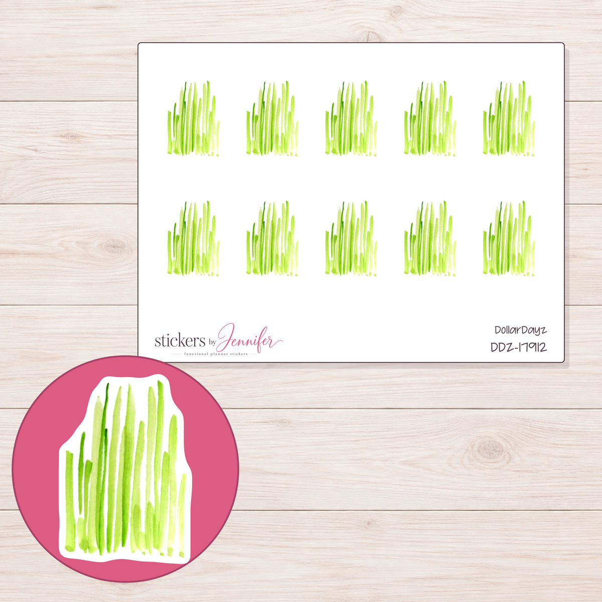 DDZ-17912 planner sticker sheet with enlarged sticker detail