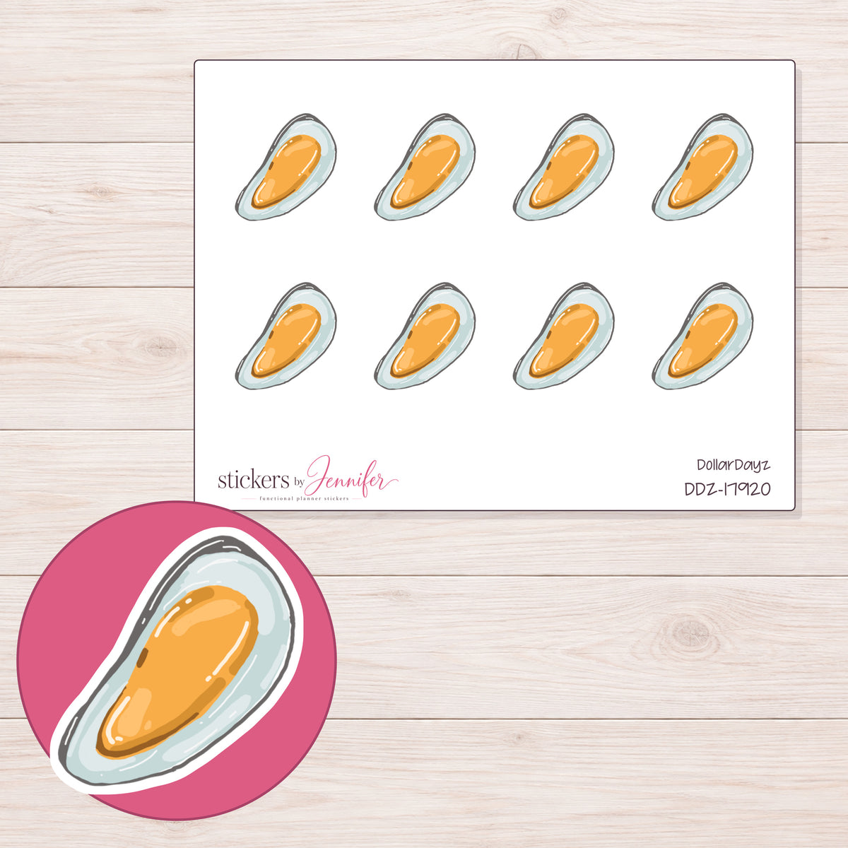 DDZ-17920 planner sticker sheet with enlarged sticker detail