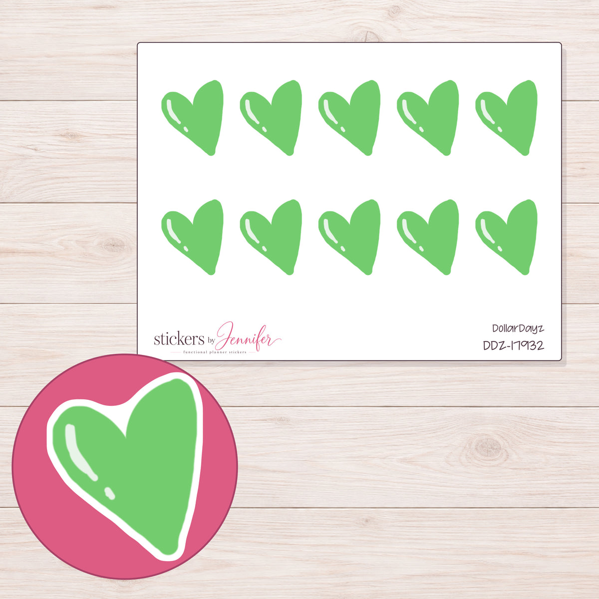 DDZ-17932 planner sticker sheet with enlarged sticker detail