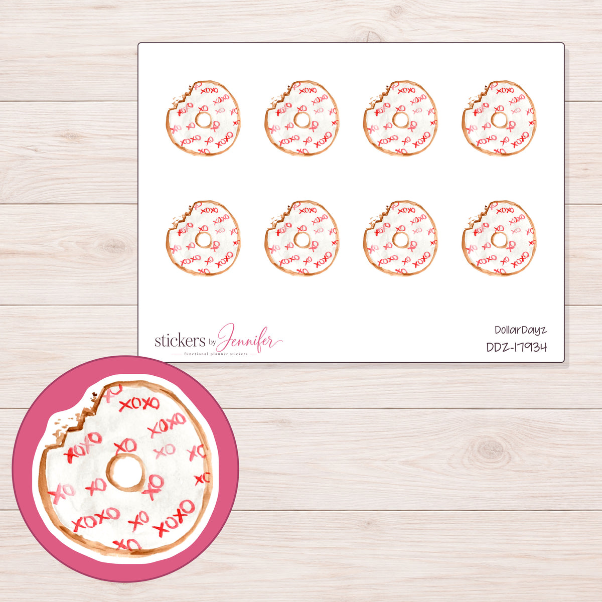 DDZ-17934 planner sticker sheet with enlarged sticker detail