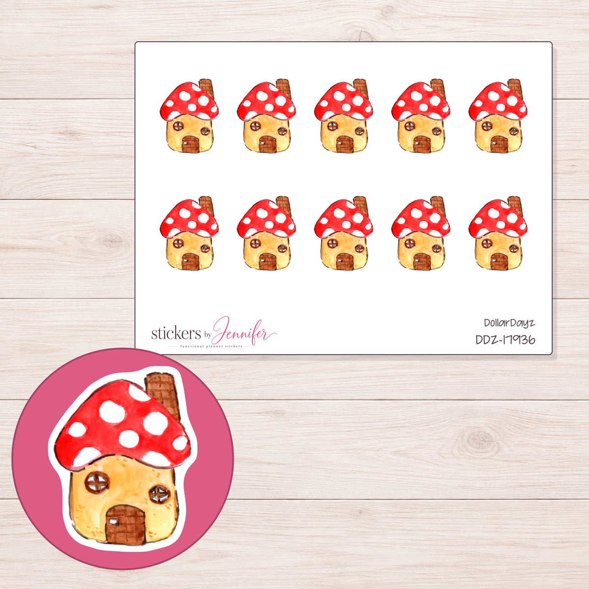 DDZ-17936 planner sticker sheet with enlarged sticker detail