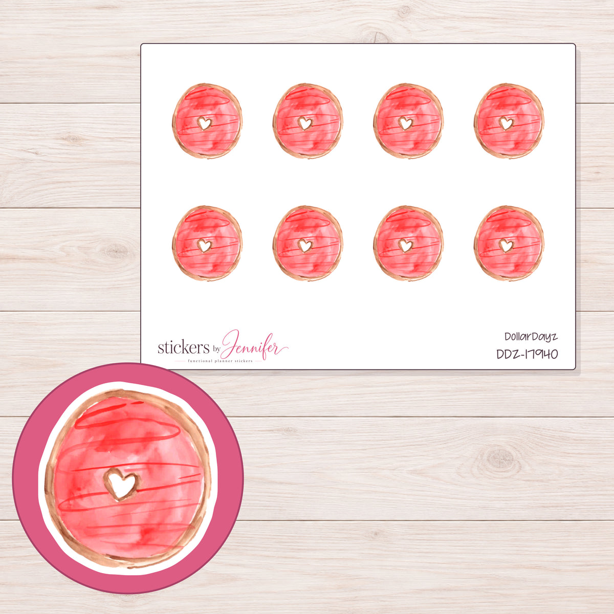 DDZ-17940 planner sticker sheet with enlarged sticker detail