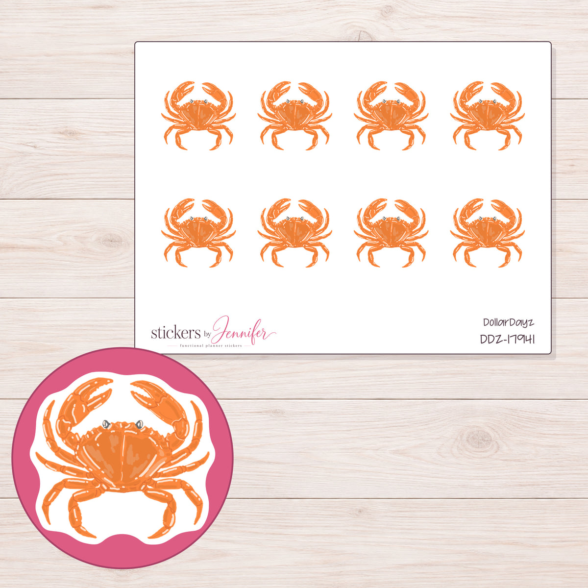 DDZ-17941 planner sticker sheet with enlarged sticker detail