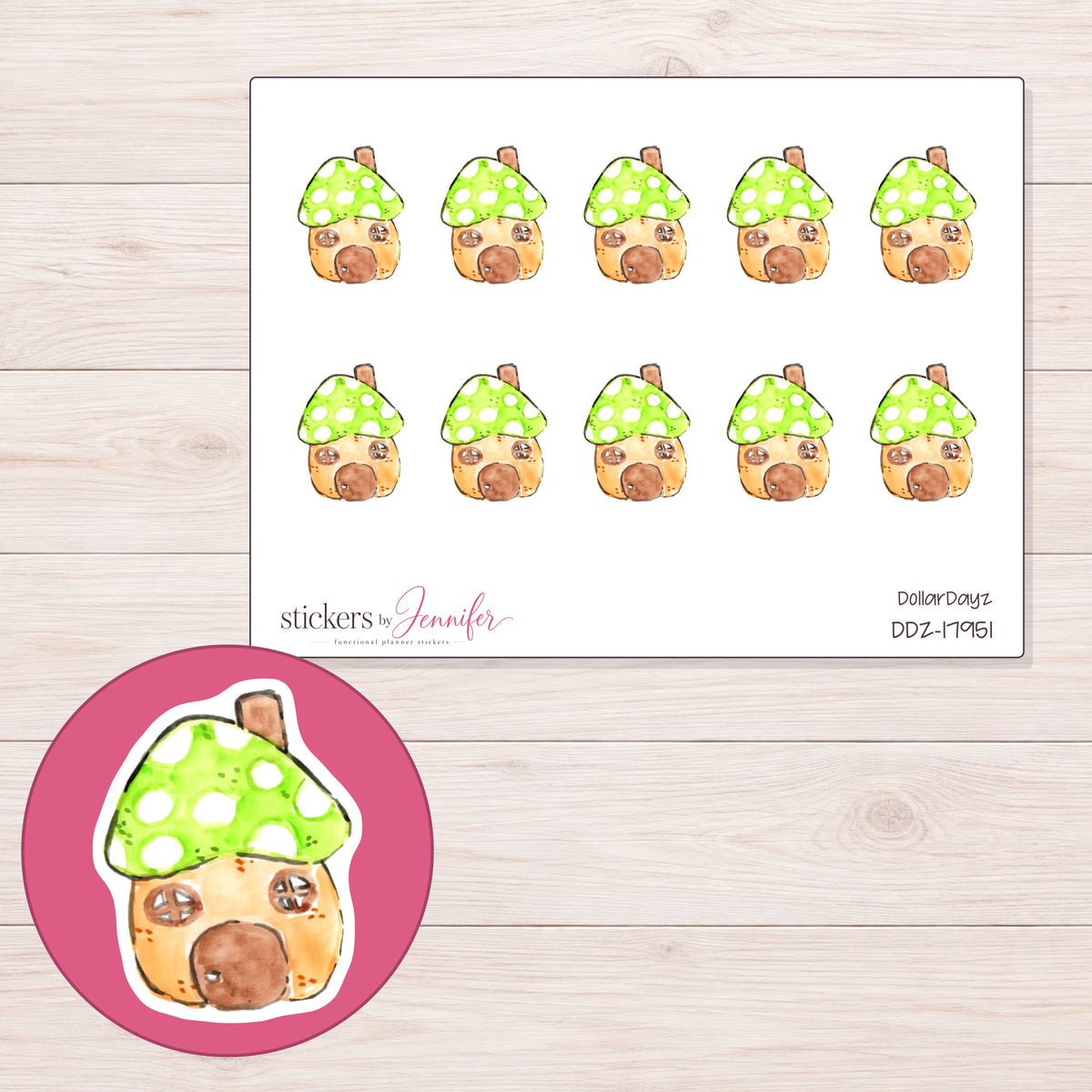 DDZ-17951 planner sticker sheet with enlarged sticker detail