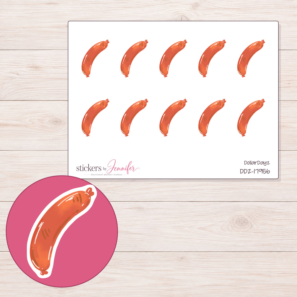 DDZ-17956 planner sticker sheet with enlarged sticker detail
