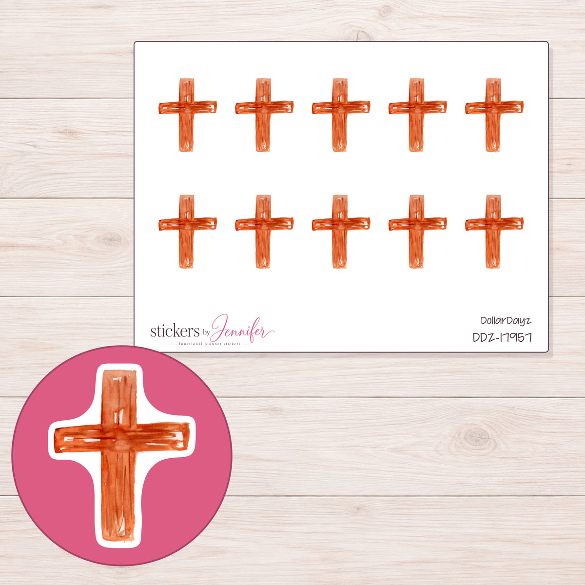 DDZ-17957 planner sticker sheet with enlarged sticker detail