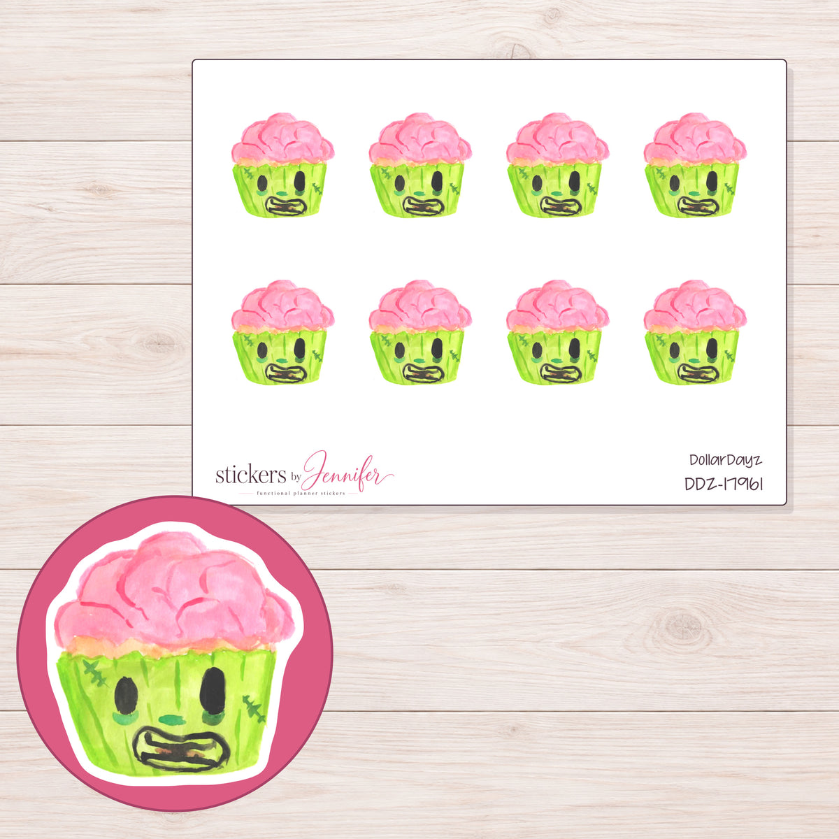DDZ-17961 planner sticker sheet with enlarged sticker detail