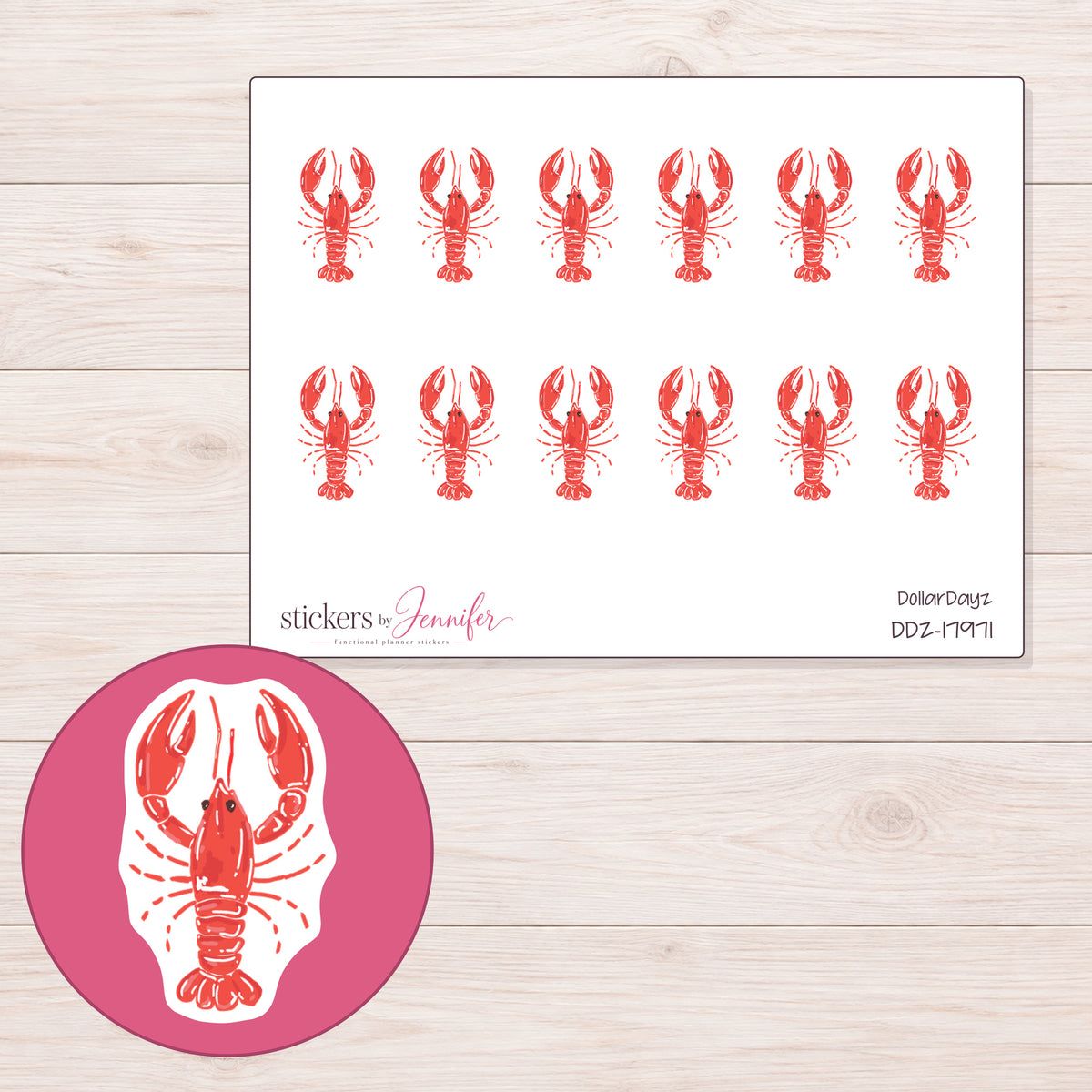 DDZ-17971 planner sticker sheet with enlarged sticker detail