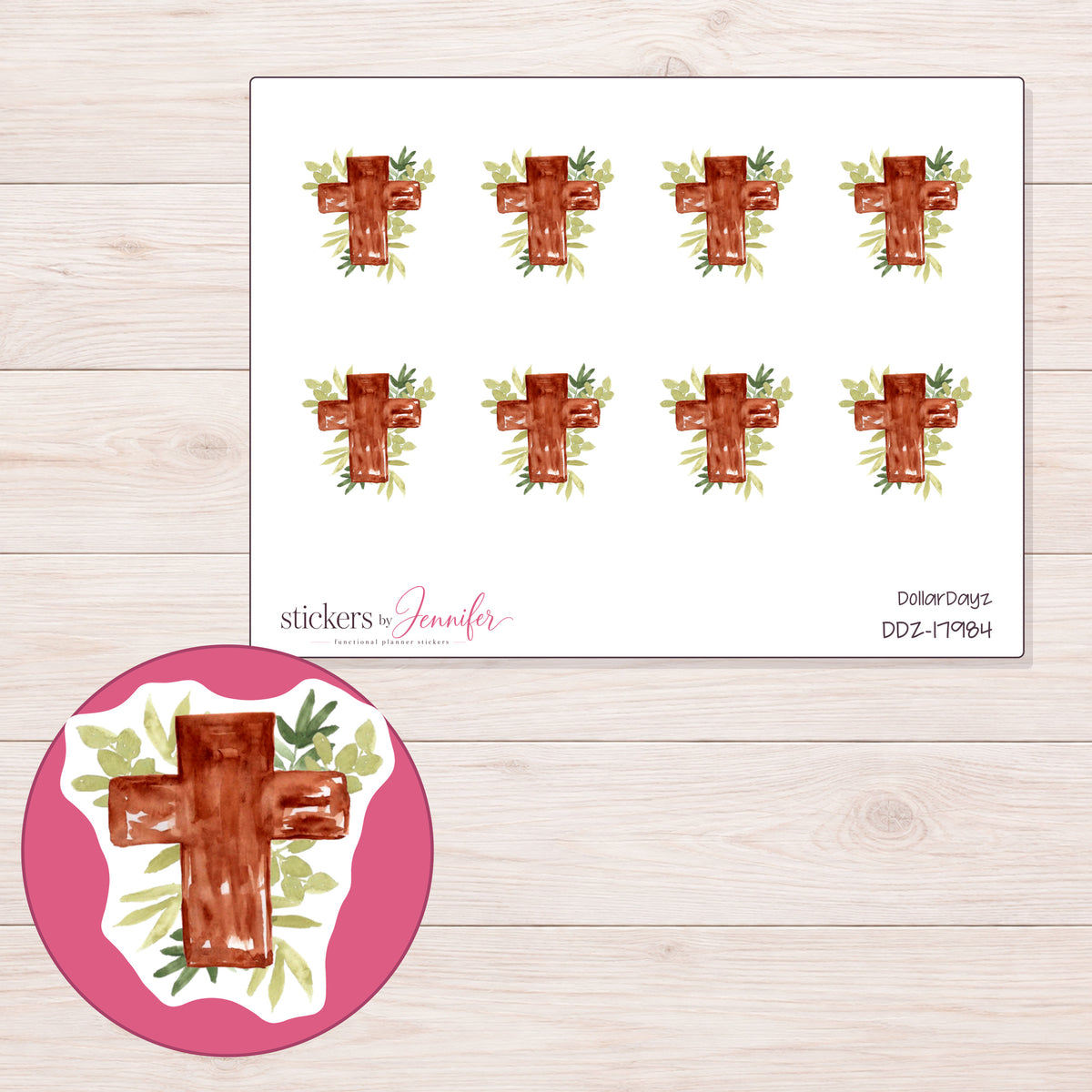 DDZ-17984 planner sticker sheet with enlarged sticker detail
