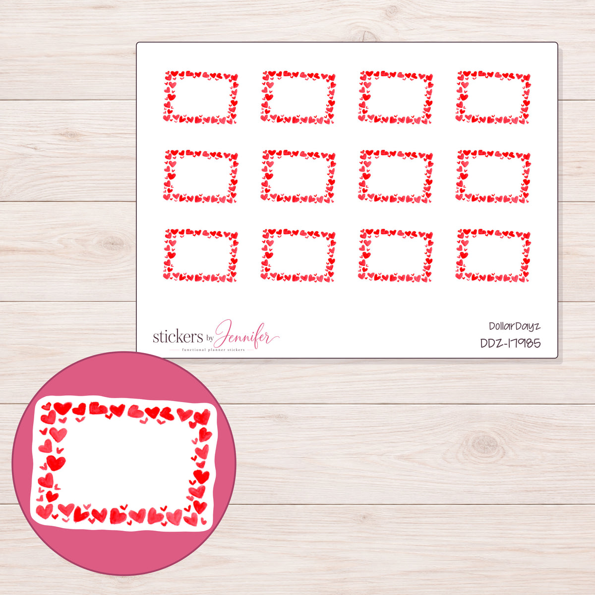 DDZ-17985 planner sticker sheet with enlarged sticker detail