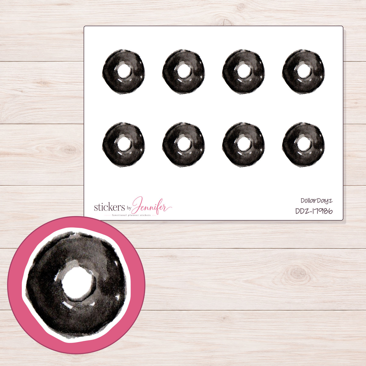 DDZ-17986 planner sticker sheet with enlarged sticker detail