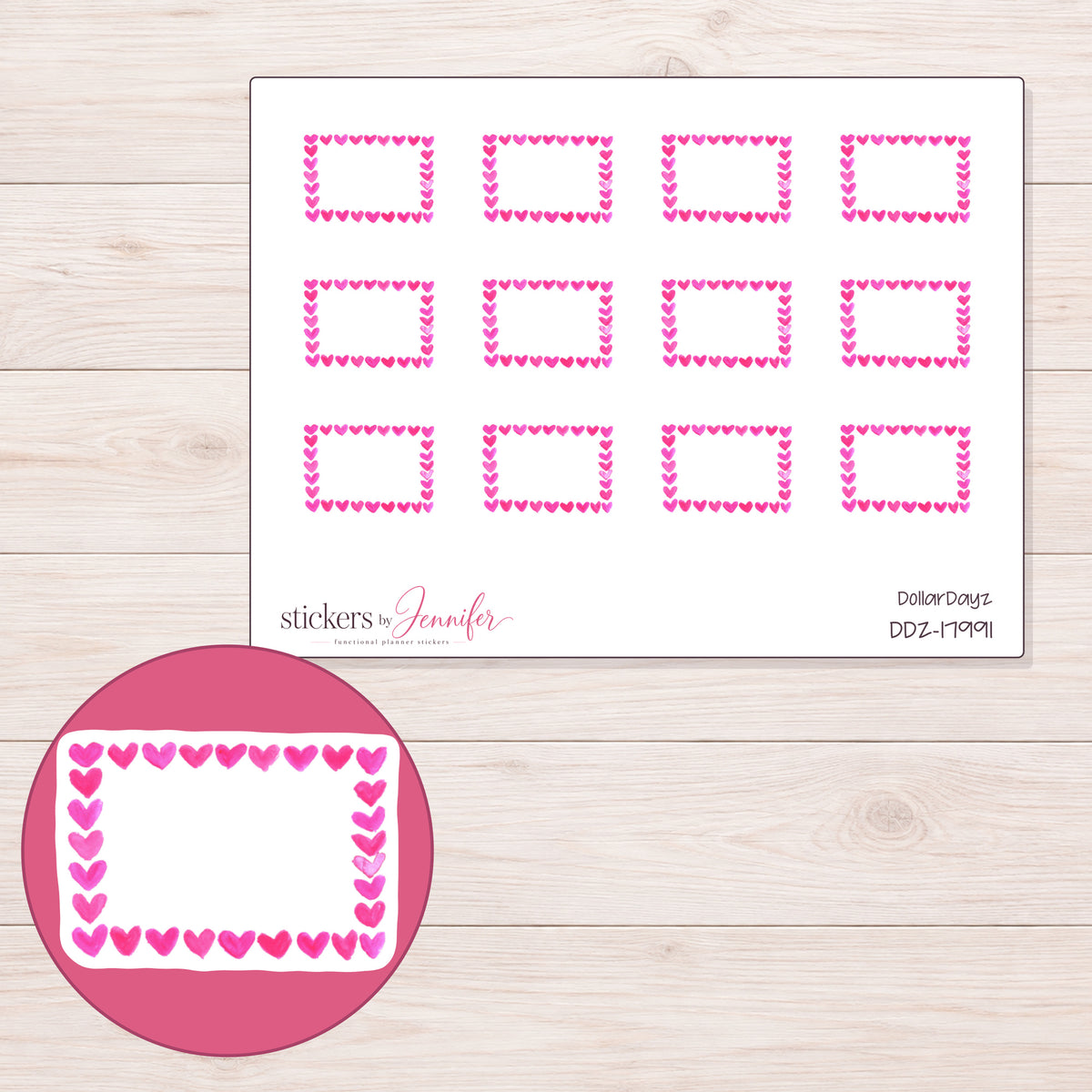 DDZ-17991 planner sticker sheet with enlarged sticker detail