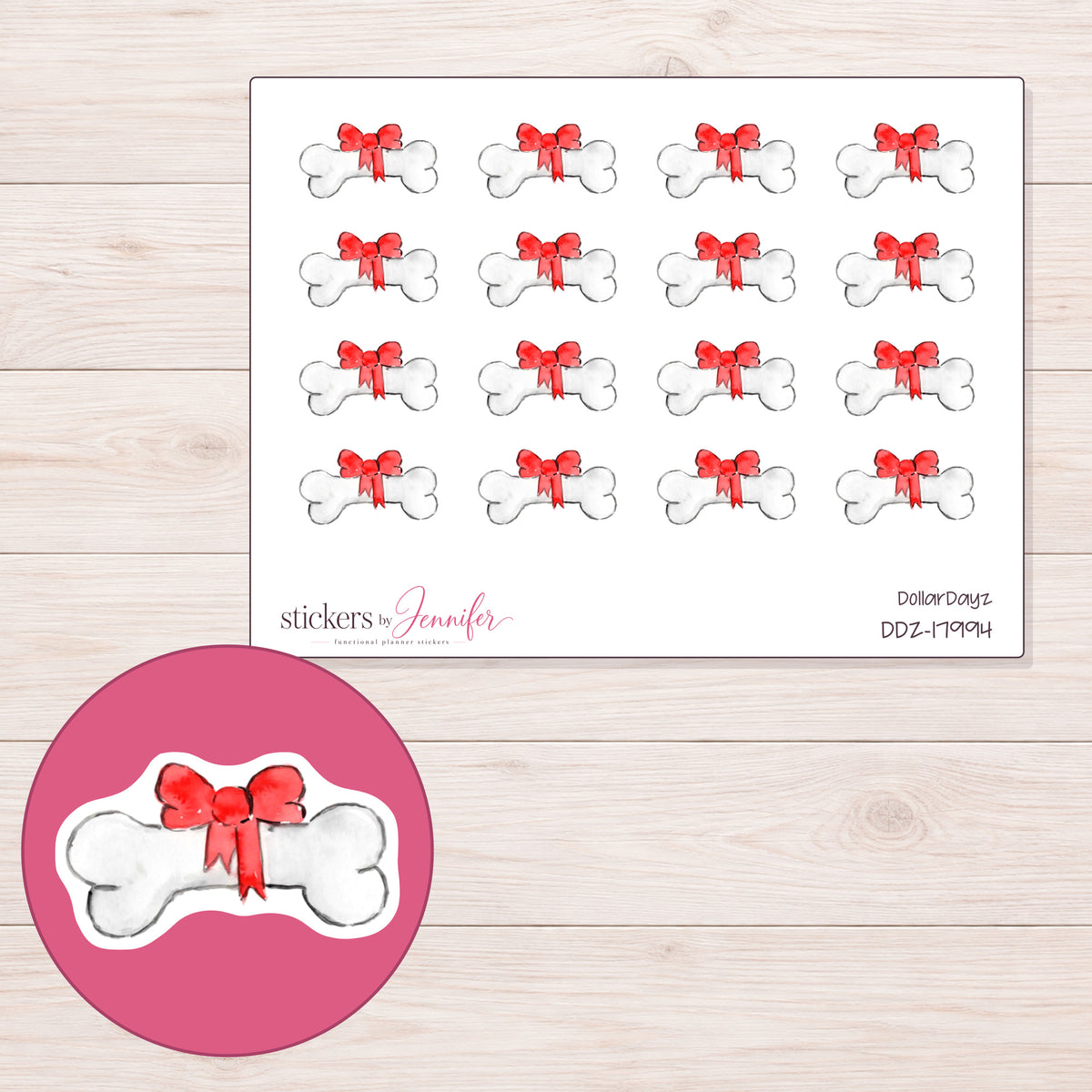 DDZ-17994 planner sticker sheet with enlarged sticker detail