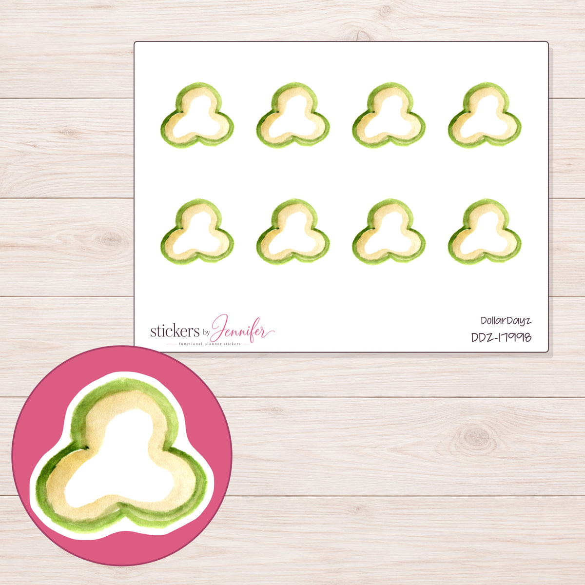DDZ-17998 planner sticker sheet with enlarged sticker detail