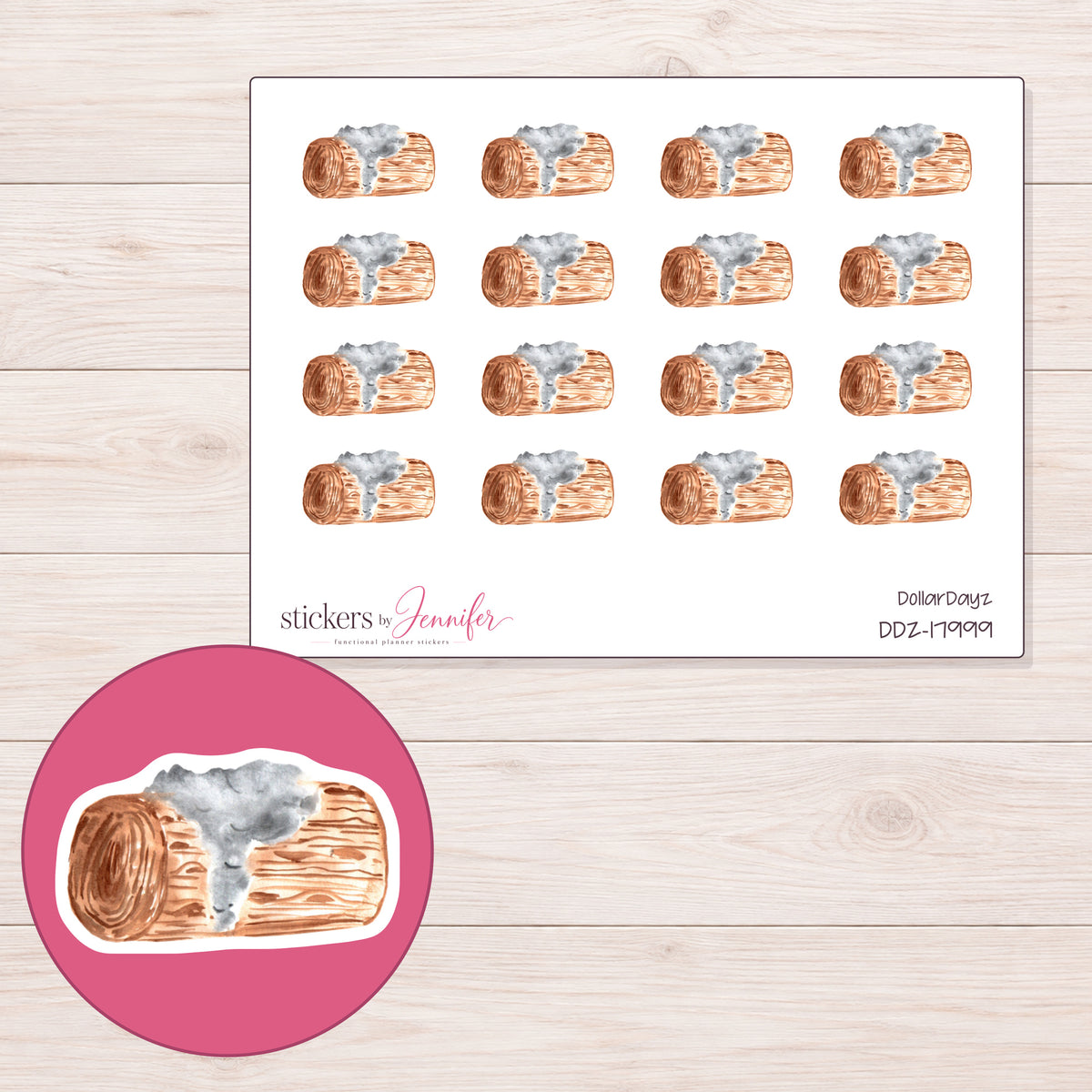 DDZ-17999 planner sticker sheet with enlarged sticker detail