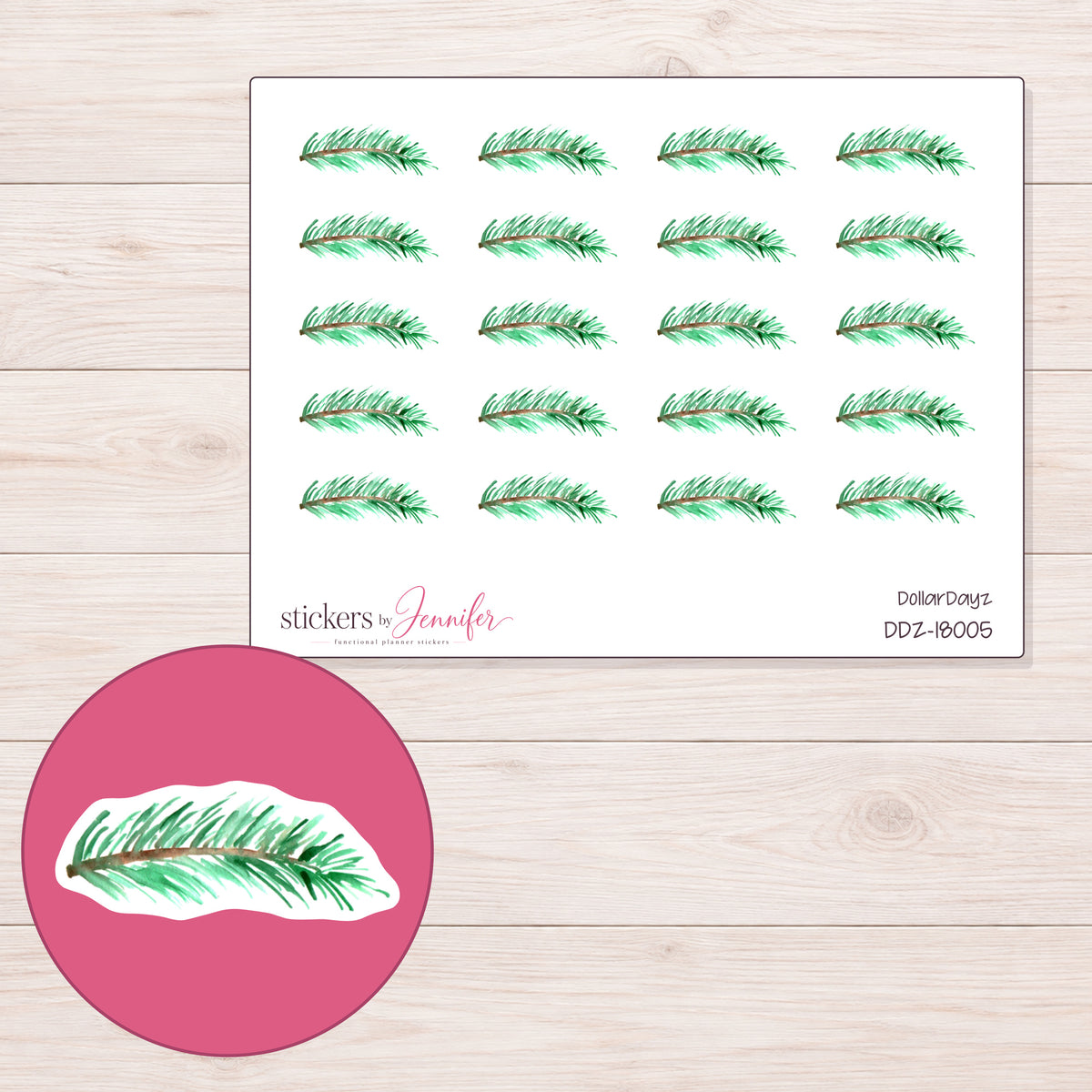 DDZ-18005 planner sticker sheet with enlarged sticker detail