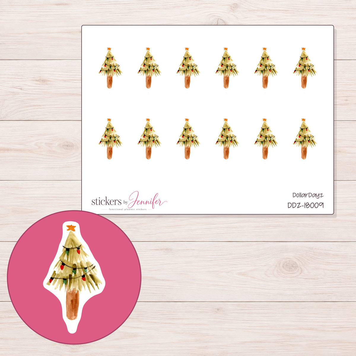 DDZ-18009 planner sticker sheet with enlarged sticker detail