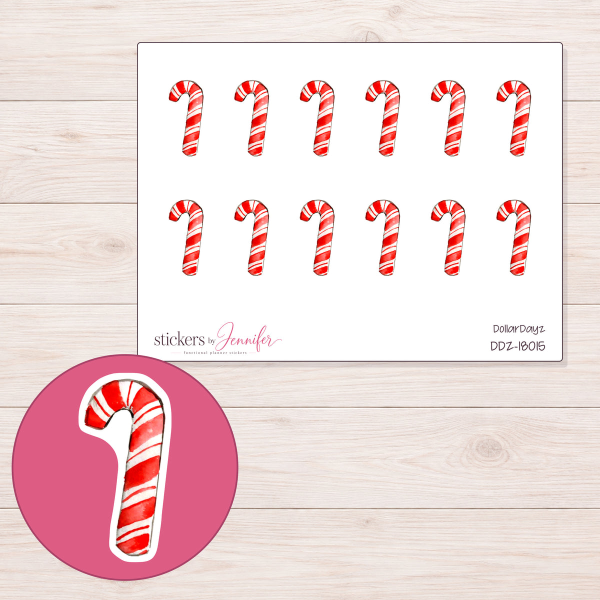 DDZ-18015 planner sticker sheet with enlarged sticker detail