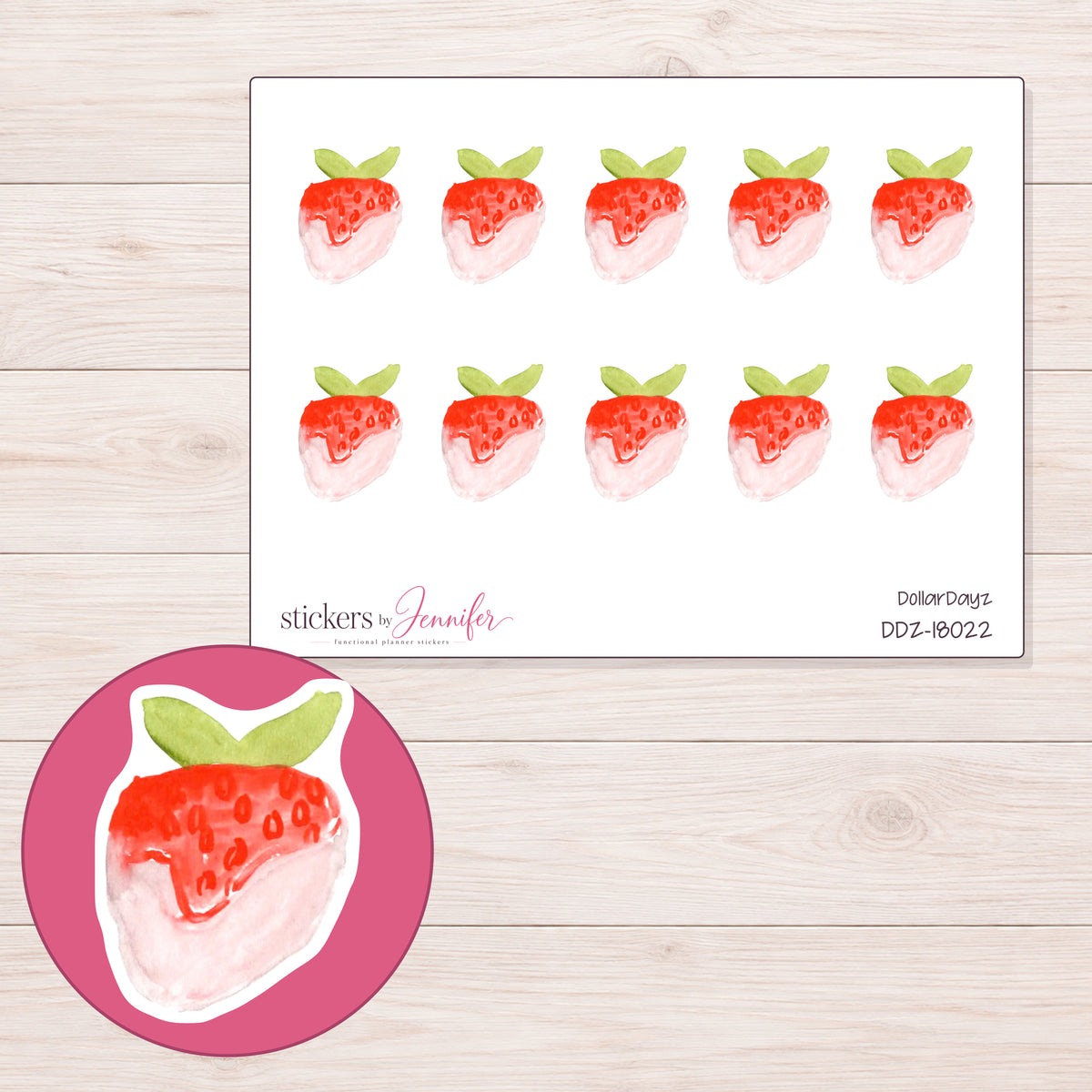 DDZ-18022 planner sticker sheet with enlarged sticker detail